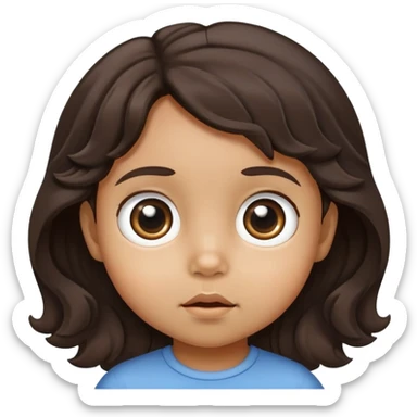 toddler face with big eyes, medium skin tone, and dark wavy hair sticker