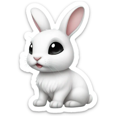 White bunny with black ears and black eyeliner sticker