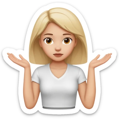 A girl with curious expressions and her arms resting  a v  on her waist  sticker