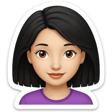 a girl that has black 3c hair textures and lightskin, It has brown eyes, a nose, lips, and it’s smiling. sticker