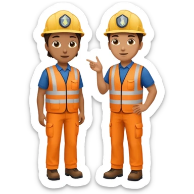 Landscaping company worker talking to another person, full body sticker