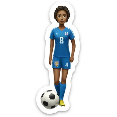A Soccer Player women with number 4 with a crown and a Ball under her foot   sticker