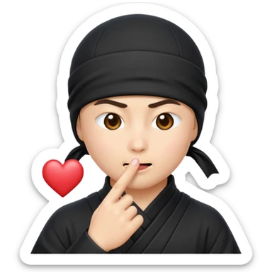 Emoji de ninja tirando besos sticker