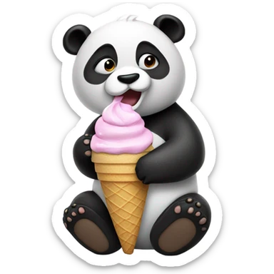 Panda eating ice cream sticker