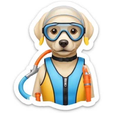 White labrador with snorkel and and swimmers vest sticker