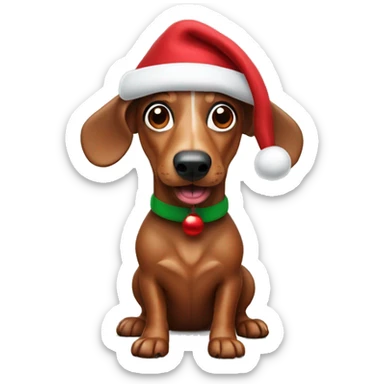 sausage dog with christmas hat sticker