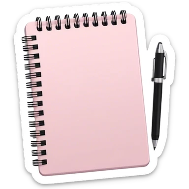 Pale pink notepad with pen sticker