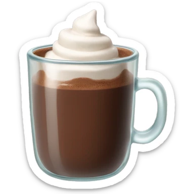 Realistic hot chocolate glass cup sticker