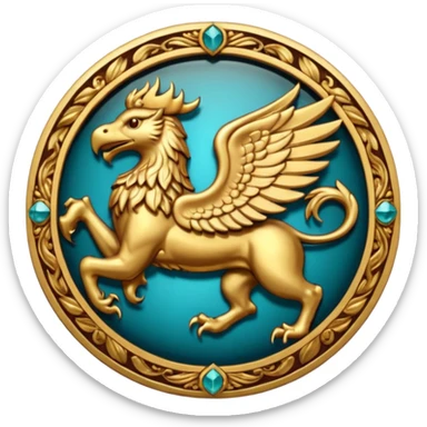 Golden griffin crest / brosch in a circle sticker