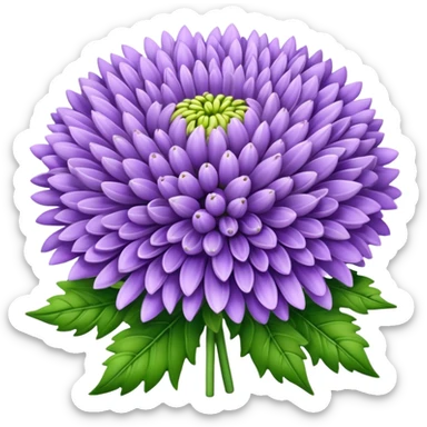 big bouquet Lavender Chrysanthemum, luxuriant, leaf, bud sticker