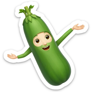 zucchini with a face doing a cartwheel sticker