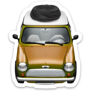 Mini Cooper décapotable verte bouteille avec deux bande blanche sur le capot  sticker