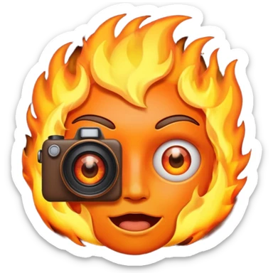 fire face with camera eyes sticker