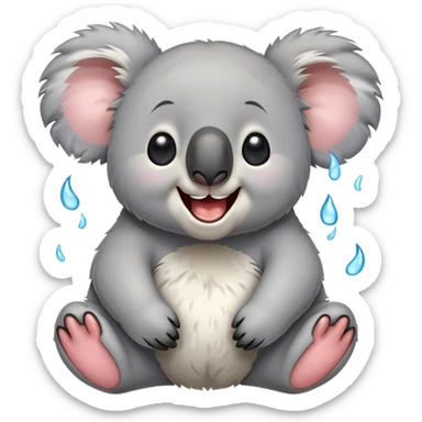 koala laughing hysterically with tears of joy sticker