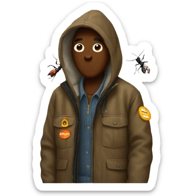Guy wearing carhartt jacket killing a bug  sticker