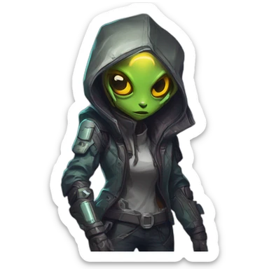 cyberpunk alien character desing scifi roguelike rpg style inspired by slay the spire digital art sticker