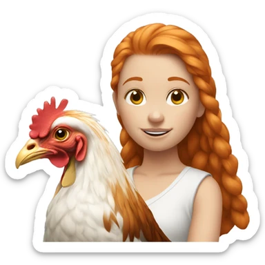 Ginger girl with a brahma hen sticker