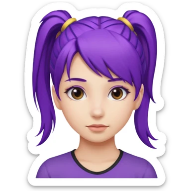 Girl with purple hair with a ponytail  sticker