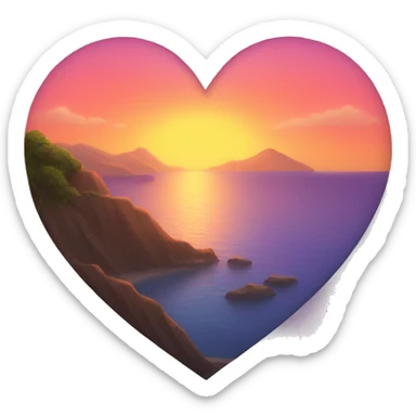 Sunset in a heart  sticker