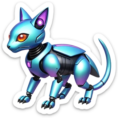  exotic tropical iridescent cyber-Protogen-Fakémon-Pokémon-Vernid-robot-feline-creature sticker
