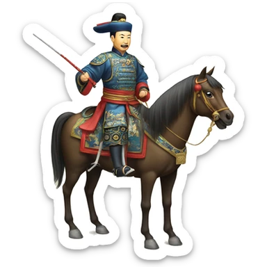 Chinese Qing dynasty general on horse sticker