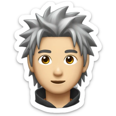 Homme brun cheveux court dégradé avec tenue de naruto sticker