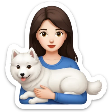 Brunette beauty and her Samoyed sticker