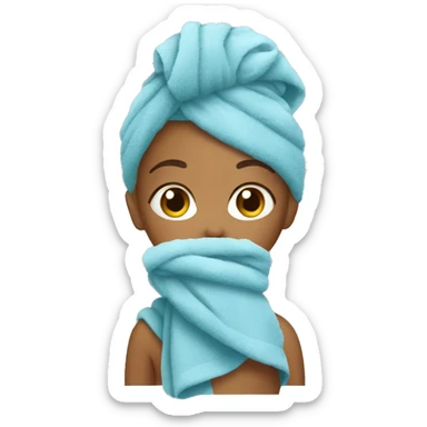 girl with towel on her head after showering sticker