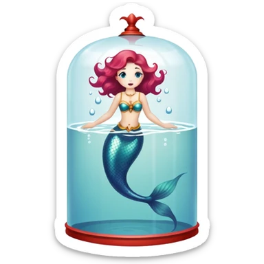 Vintage circus mermaid submerged in water tank sticker