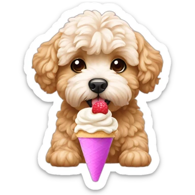 Maltipoo eating ice cream sticker