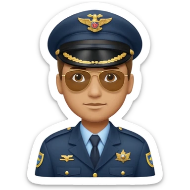 Officer with peaked cap + aviator sunglasses sticker