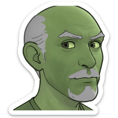 Man, white skin, grey goatee, listening  sticker