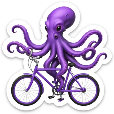 tentacle alien riding a bicycle, octopus-like alien using tentacles to steer, weird but cute anatomy, sci-fi fantasy vibe, 3D cartoon, mobile game icon style, clean background, no text, no watermark
 sticker