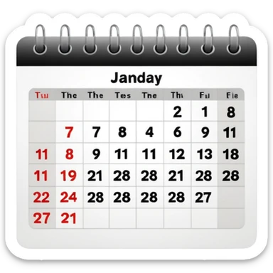 calendar, first page, day 1 sticker