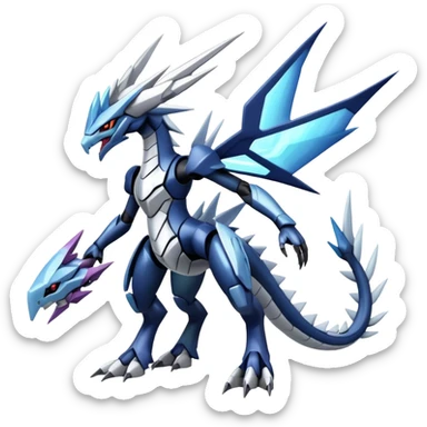  Cool Edgy Shiny Futuristic Ethereal Legendary Dialga-Digimon-Palkia-Kyurem-hybrid full body sticker