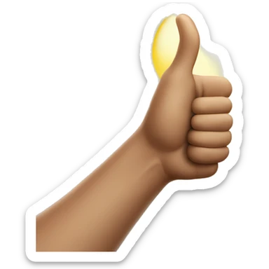 Thumbs up to sky with clouds and sun light shining  sticker