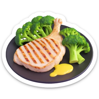 single keto meal: grilled chicken breast with broccoli and olive oil sticker