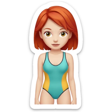 woman in bathing suits with red hair sticker