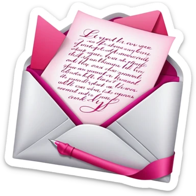 Romantic Red Pink Magenta White Silver Aesthetic Love Letter sticker
