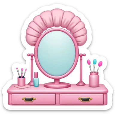 Pink puffy headband on a vanity table  sticker
