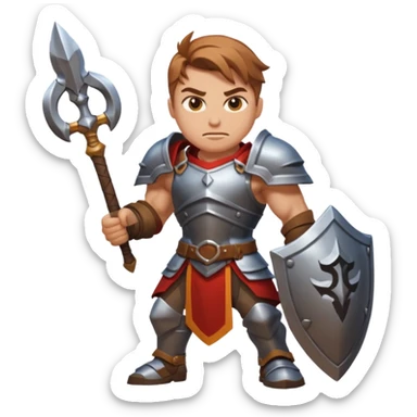 An emoji representing the "ironman challenge" for an Albion Online mmorpg character who crafts everything themselves the hard way, and does not buy or sell items in-game. sticker