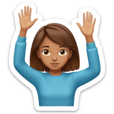 Girl with brown hair dabbing sticker