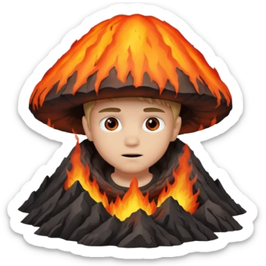 boy in a volcano sticker