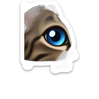 dark brown tabby cat and white blue eyes sticker