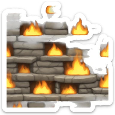 Stone fireplace with a burning fire sticker