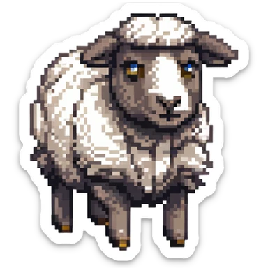 maximum blocky ultra-abstract pixel art Minecraft sheep emoji with only 2-4 large square pixels sticker