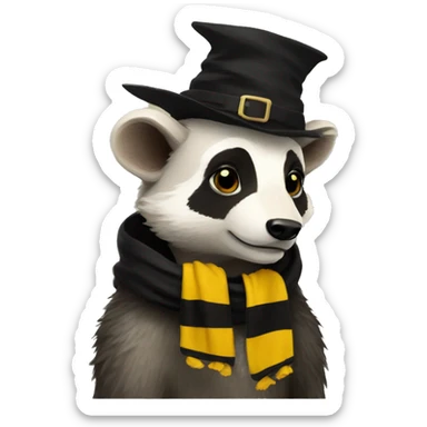 hufflepuff badger with hogwarts scarf sticker