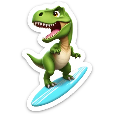 T-rex wearing a tutu on a surfboard sticker