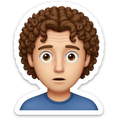 Guy with curly brown hair acting confused  sticker