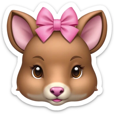 a doe with a pink bow on her head sticker
